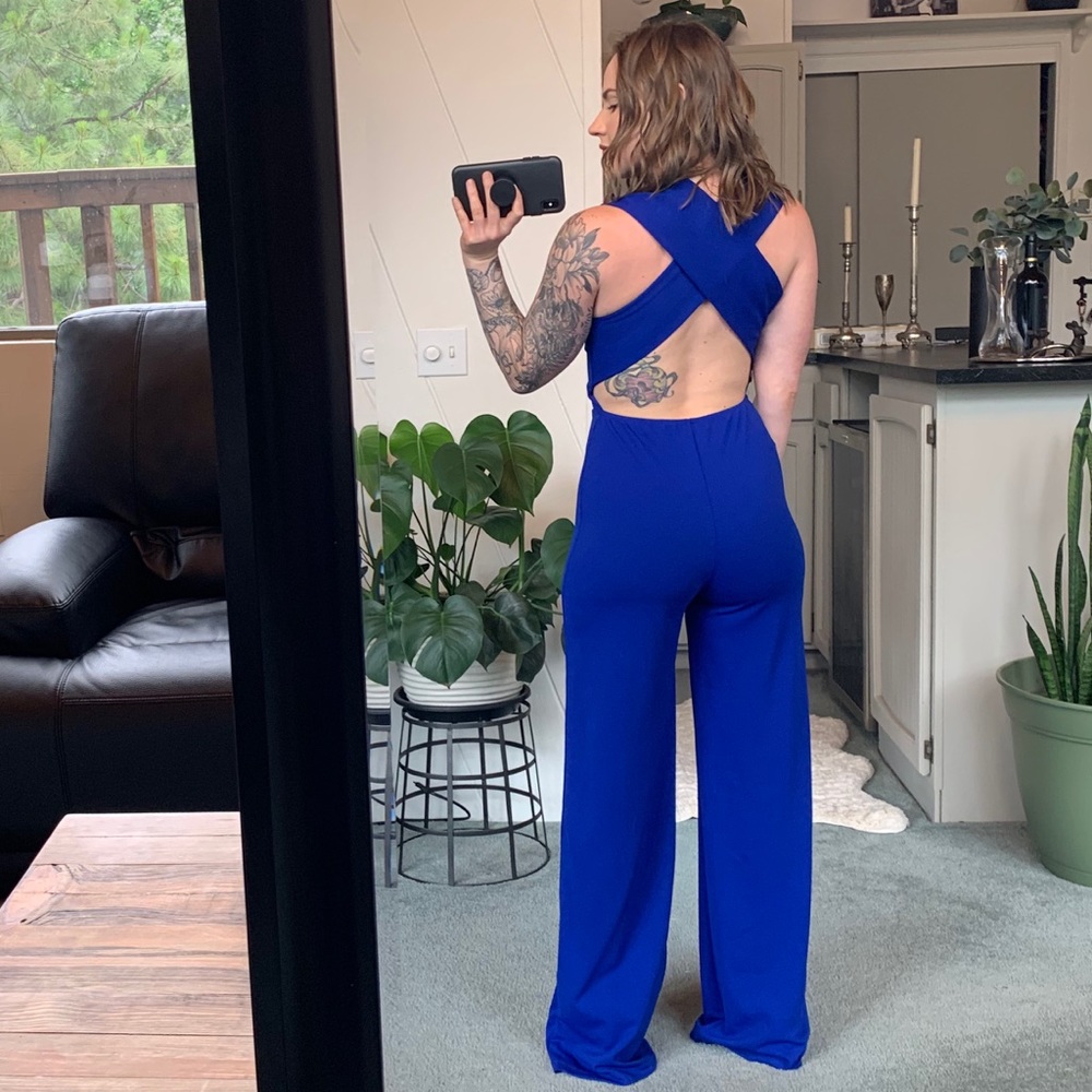 Lulu’s Royal Blue Backless Jumpsuit - Picture 2 of 8